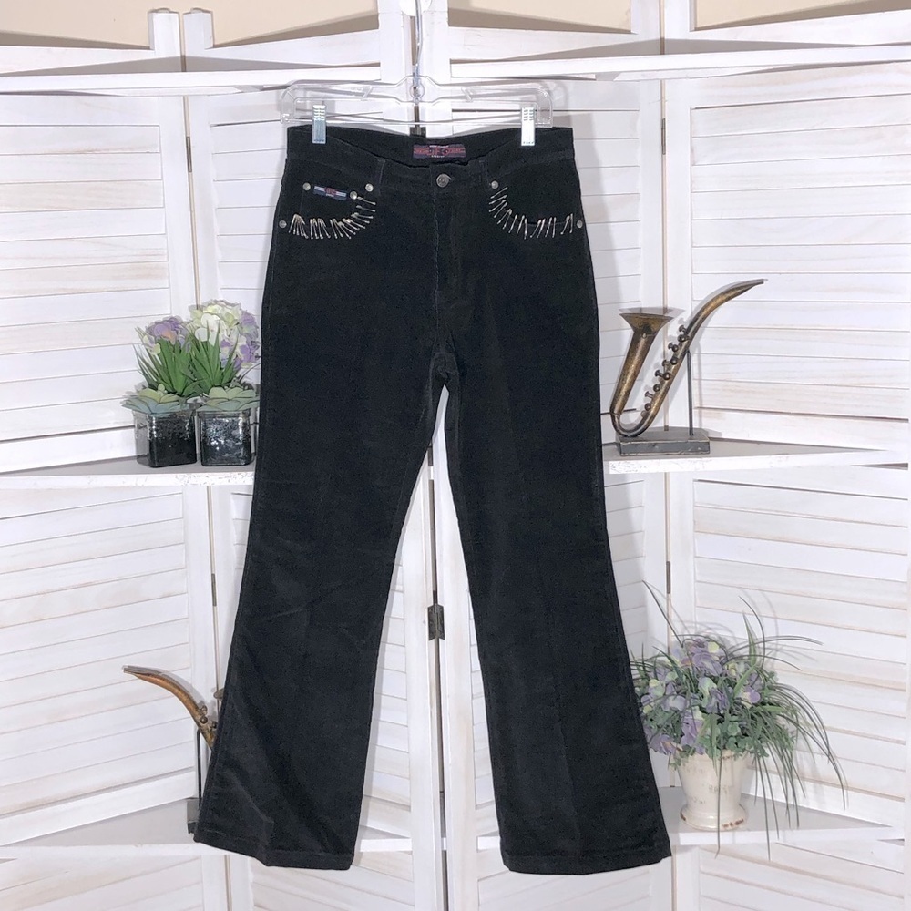Vintage Y2K Black Corduroy Straight Leg Pants Size 8